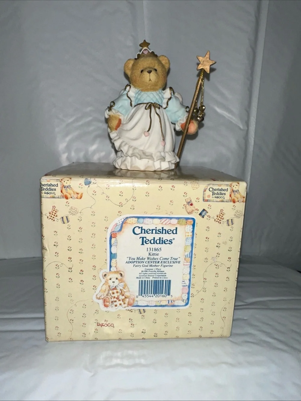 Cherished Teddies Blue, Cream & Gold Fairy Bear Figurine with Star Wand